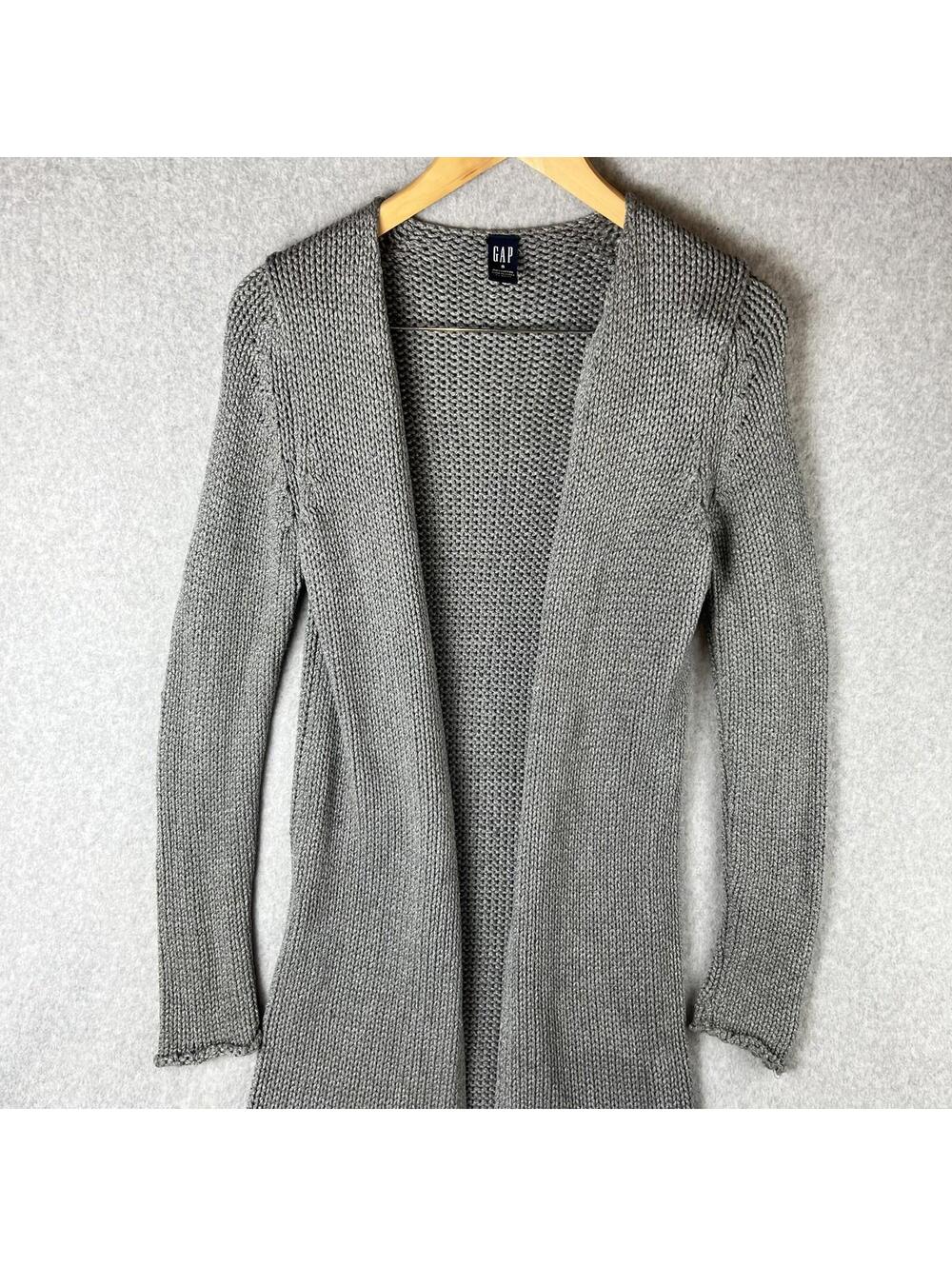 Gap Chunky Knitted Open Long Cardigan Sweater Womens S Minimalist Cozy
